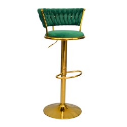 Gold Premium Velvet Bar stool (FT-BJ151) Green - Bar Stools | Furnitex