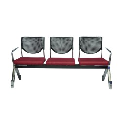 3 Seater Visitor Waiting Chair with Beam Seat & Armrest (Black) ( FT - WC05) - Waiting Chair | Furnitex