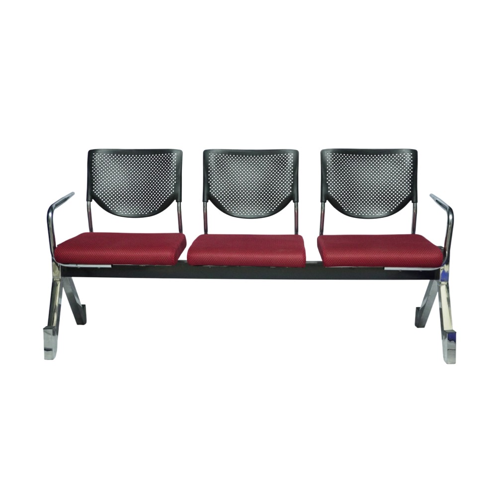 3 Seater Visitor Waiting Chair with Beam Seat & Armrest (Black) ( FT - WC05)